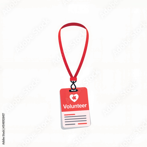 Volunteer badge illustration on white background, community service concept