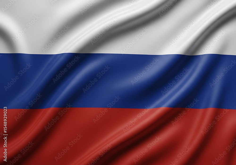 Naklejka premium A patriotic image of the Russian flag, with its vibrant white, blue, and red, showcasing realistic movement. 