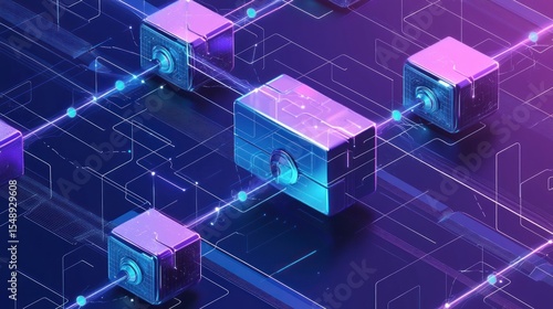 Abstract interconnected cubes technology design