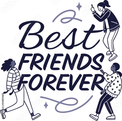 Best Friend For Ever typography design print ready eps cut file download
