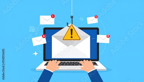 Illustrative depiction of a phishing scam targeting computer users via email threats