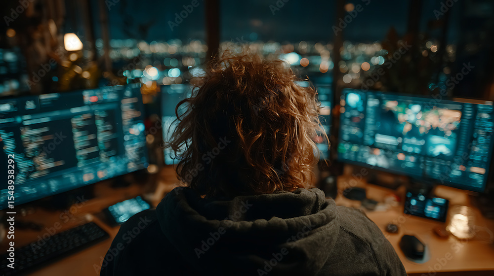Fototapeta premium A powerful image portraying business developers, software engineers, coders, and data analysts working in modern digital environments.