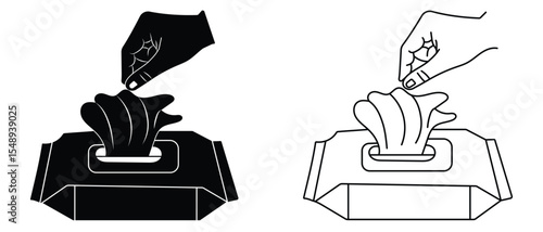 Wet wipes pack icon vector. Silhouette of makeup remover wipes, wipes packet symbol design for skincare and hygiene products. Vector illustration.