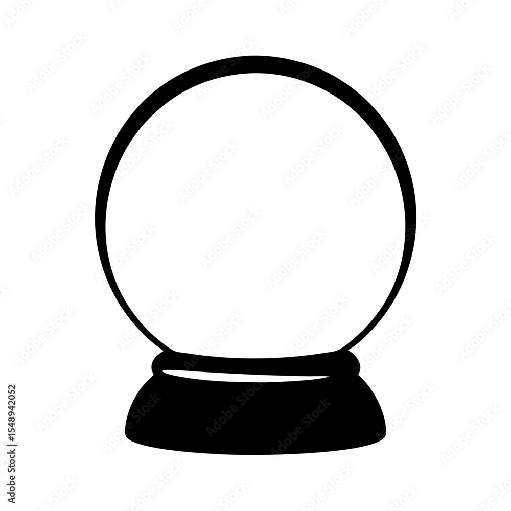 Obraz premium Simple black and white drawing of a classic crystal ball on base