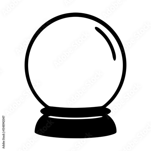 Simple black outline of a fortune teller crystal ball on pedestal