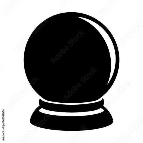 Black And White Silhouette Image Depicting A Crystal Ball For Fortune Telling