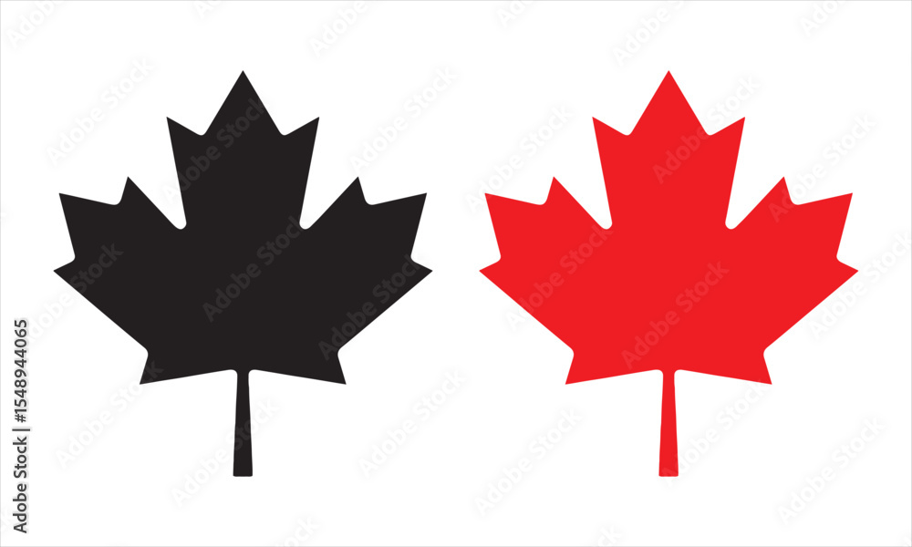 Canadian Maple Leaf Icons - Canada Symbol, Red and Black Canadian Maple Leaf Icons - Canada Symbol, Red and Black