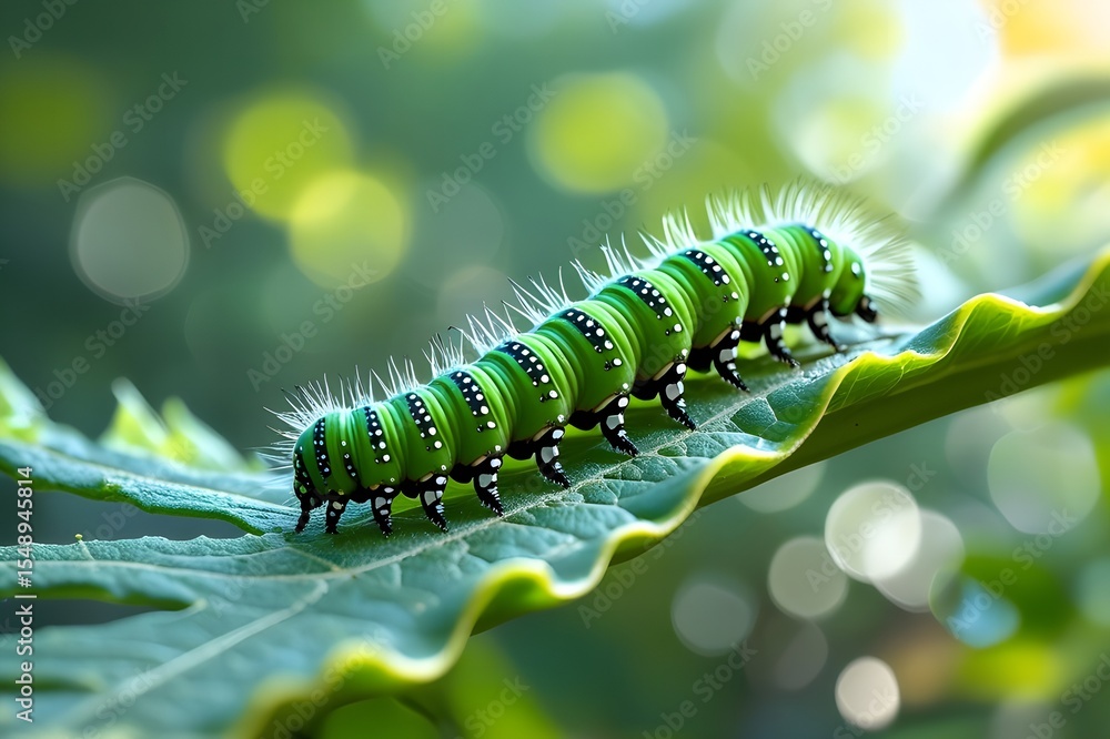 Naklejka premium caterpillar on leaf