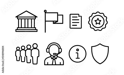 Government and customer service icons for information and assistance