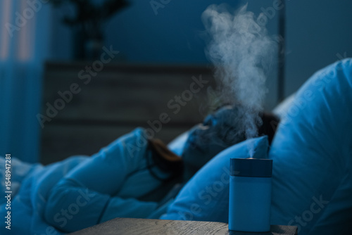 Air humidifier on table aga...