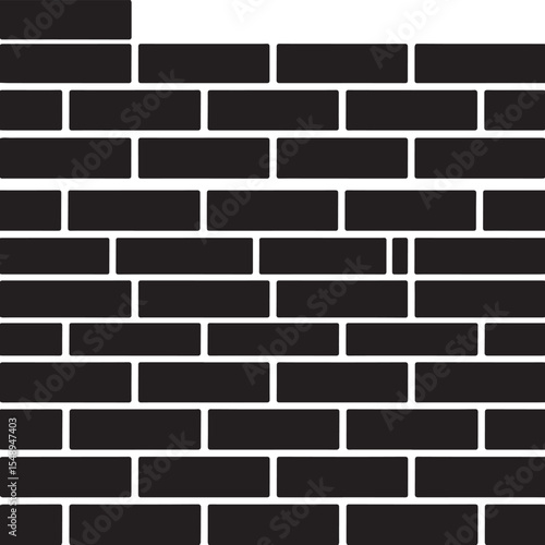 Wallpaper Mural Brick Wall Silhouette in Black | Construction Pattern Illustration Vector Format Torontodigital.ca