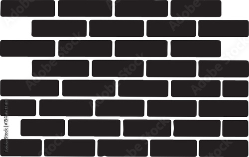 Brick Wall Silhouette in Black | Construction Pattern Illustration Vector Format