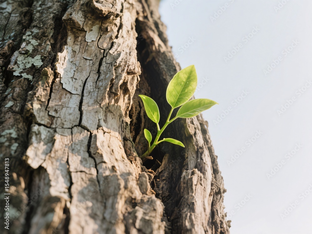tree trunk with green leaves tree trunk with green leaves