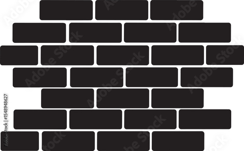 Brick Wall Silhouette in Black | Construction Pattern Illustration Vector Format