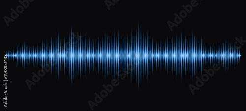 Obraz na płótnie Abstract illustration of a vibrant blue glowing soundwave on a dark background