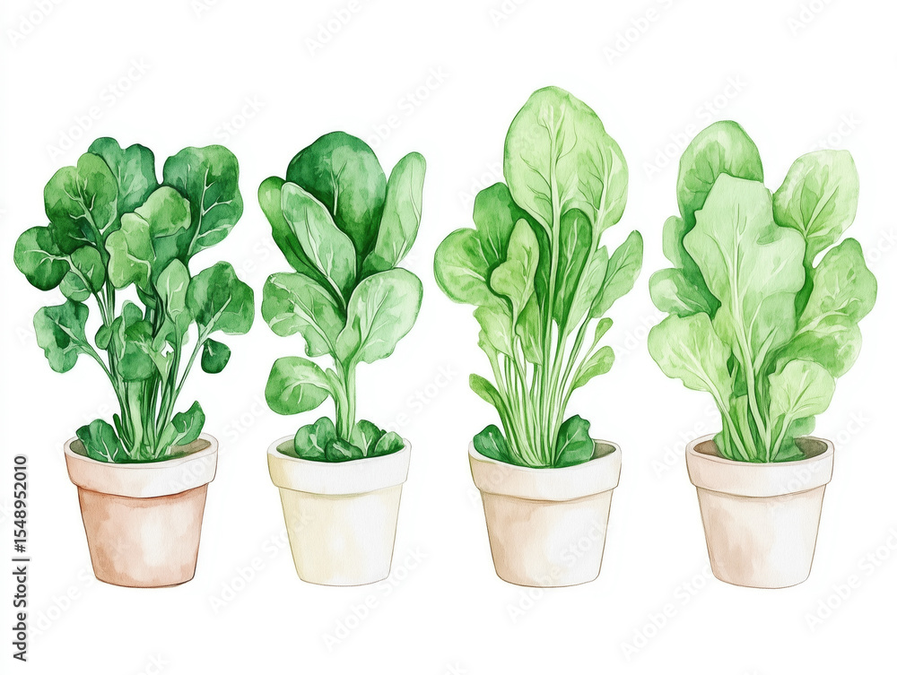 Fototapeta premium Various types of lush green plants in pots creating a vibrant indoor garden atmosphere