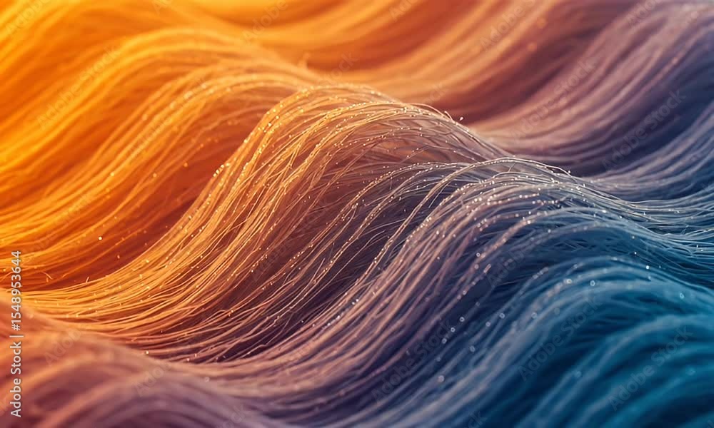 Abstract Wavy Lines in Orange and Blue with Dynamic Movement and Light Abstract Wavy Lines in Orange and Blue with Dynamic Movement and Light