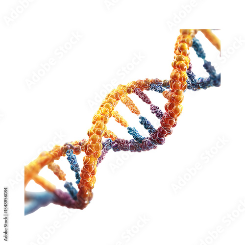 Vibrant DNA Helix Genetic Code Abstract against transparent background
