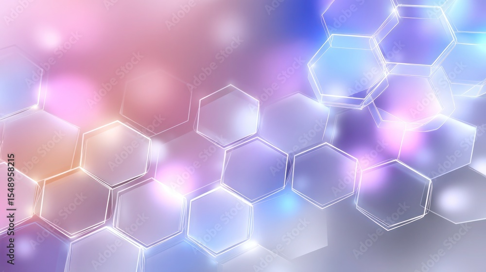 Fototapeta premium Minimal hexagon grid with transparent centers on soft background
