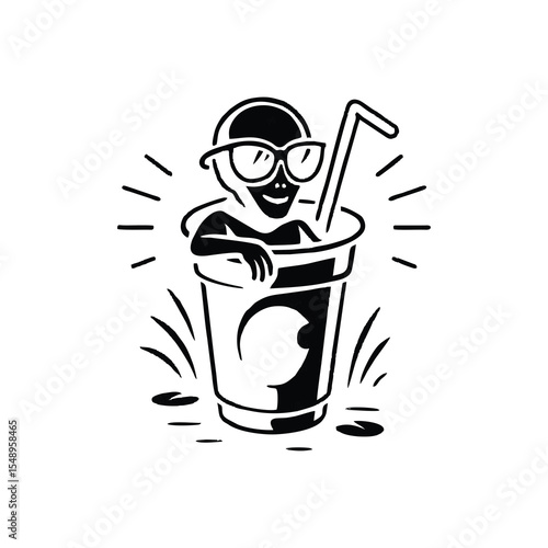 A warm and inviting illustration of a cup of coffee, featuring rich brown tones and gentle steam rising from the cup. The design evokes comfort, relaxation, and the aroma of freshly brewed coffee. Per