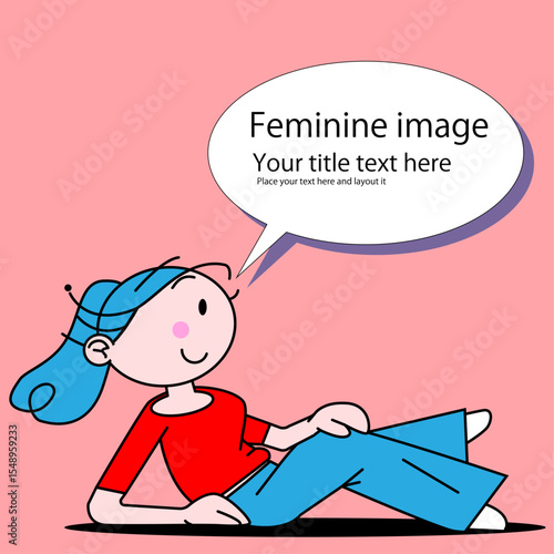 可愛い女性のちびキャラが寝ているポーズ