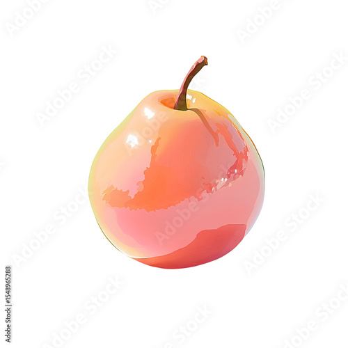 Shiny Peach Vibrant Fruit Illustration, Digital Art