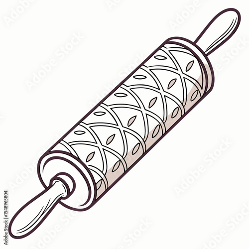 Beige and Purple Fondant Roller with Intricate Pattern Isolated on White Background embossing roller