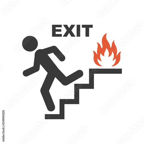 Emergency Exit Fire Escape Sign with Running Man Icon