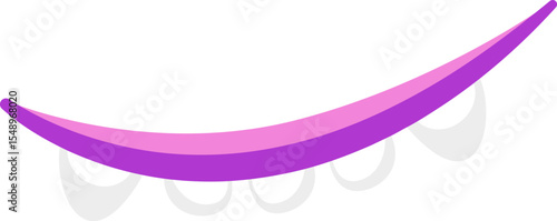 Simple vector illustration featuring a purple hammock gently swaying, embodying relaxation and leisure, ideal for evoking feelings of vacation, comfort, and tranquility in nature