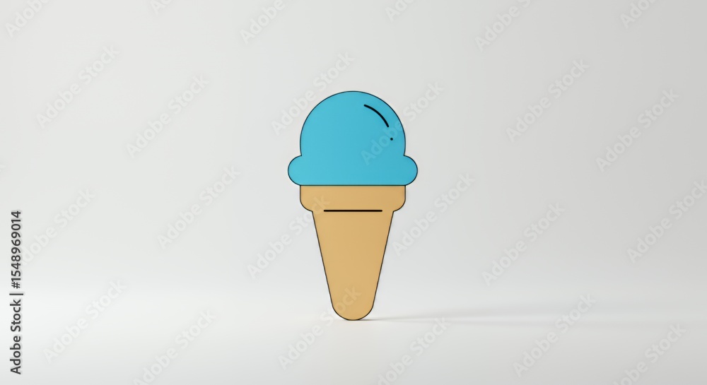 Minimalist 3D Render of a Single Blue Ice Cream Cone Minimalist 3D Render of a Single Blue Ice Cream Cone