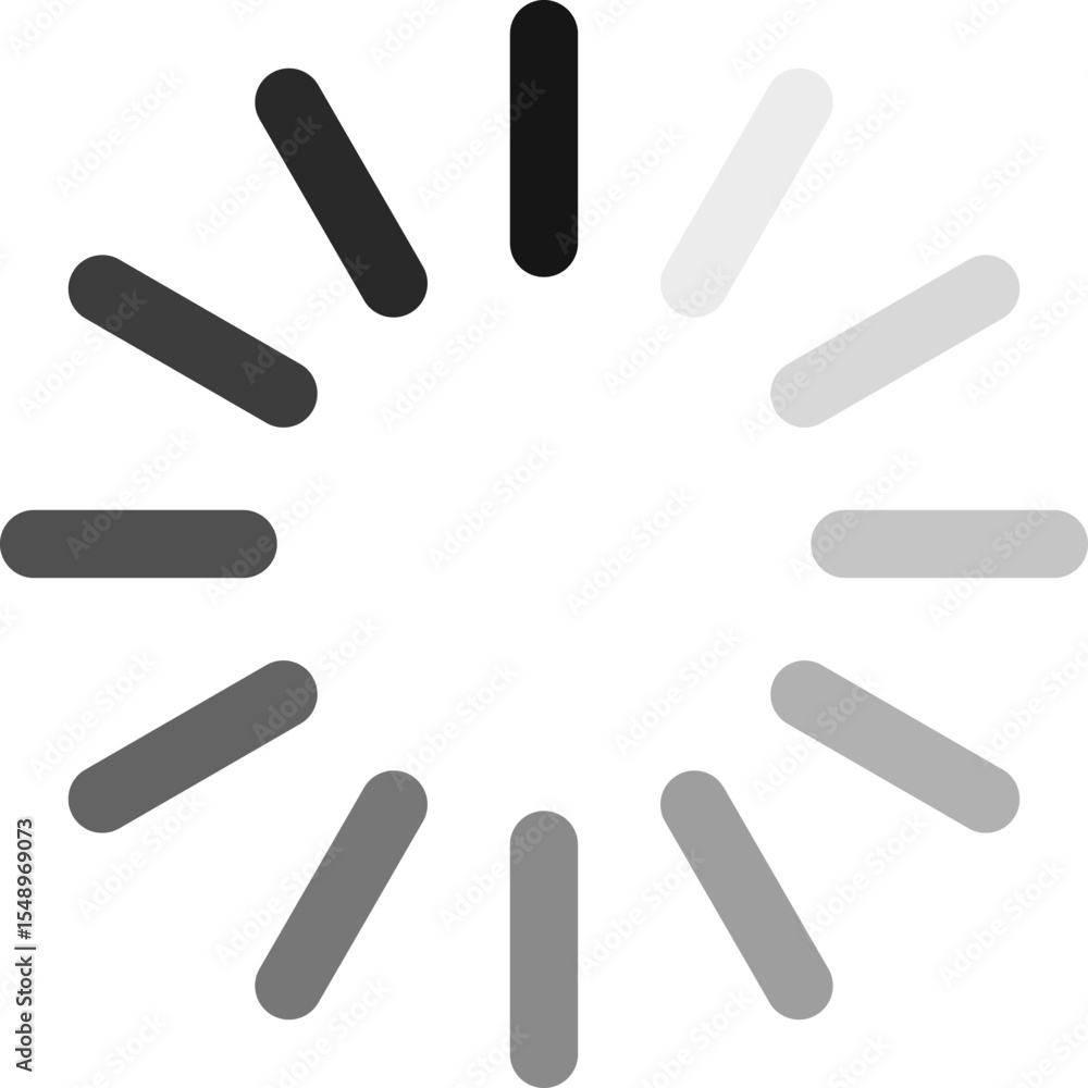 Circular progress indicator featuring segments transitioning from black to gray, representing an ongoing operation or download, capturing the essence of digital activity and processing Circular progress indicator featuring segments transitioning from black to gray, representing an ongoing operation or download, capturing the essence of digital activity and processing