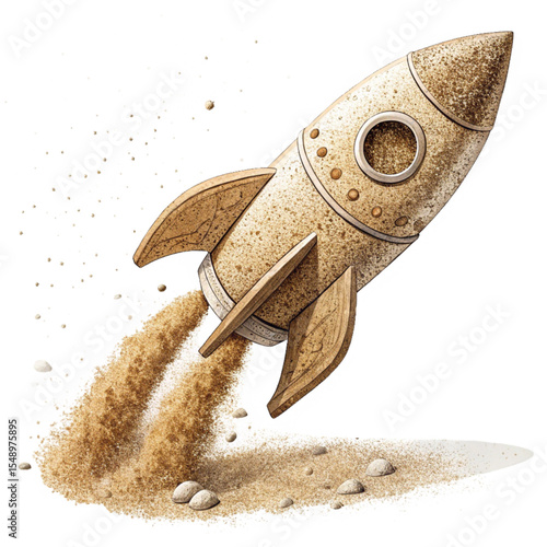Rocket Launch with Dust Cloud