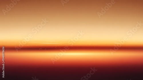 Golden light horizon background, abstract sunset scene with glowing particles and gradient colors
