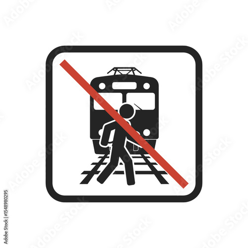 No Pedestrian Crossing Train Tracks Safety Warning Sign