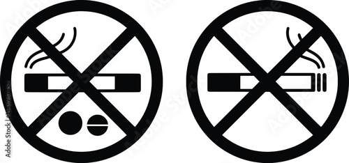 Vector Illustration of No Smoking Symbols in a Clean Environment