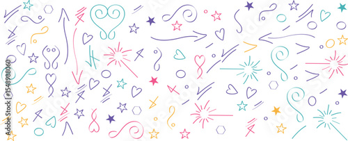 Hand drawn doodle vector set.