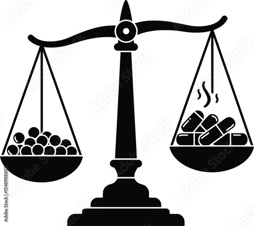 A Vector Illustration of Scales Balancing Against Drug Abuse