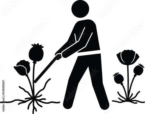 Eradication Campaign, Against Drug Abuse, Illicit Trafficking, Vector Illustration, Outdoor, Side Viewpoint, Conceptual Art