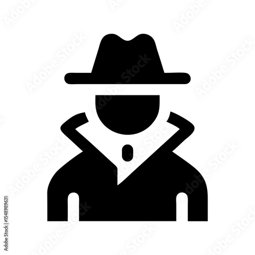 spy hat trench coat silhouette icon
