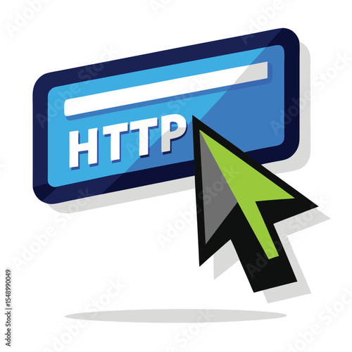 Vector art of a cursor clicks an http button vector