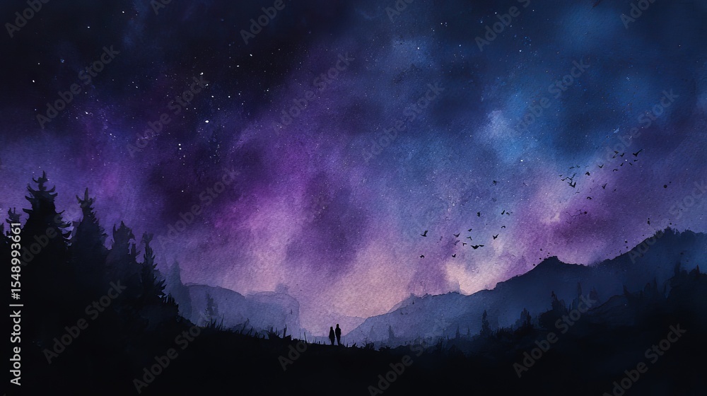 Fototapeta premium Purple fantasy galaxy
