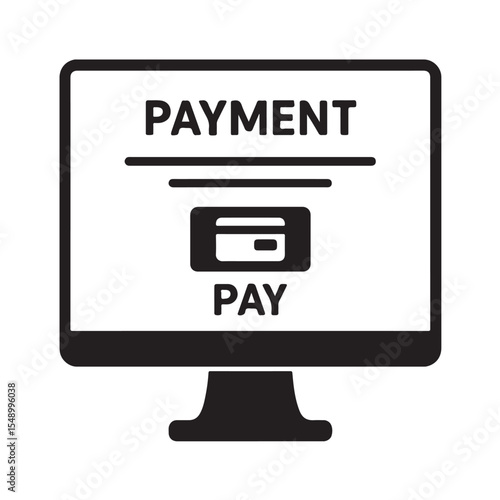 Online Payment Icon on Computer Screen for Digital Finance Concept