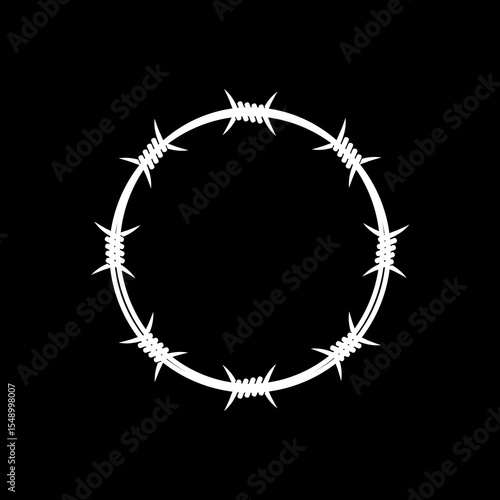 Barbed wire circle icon isolated on black background