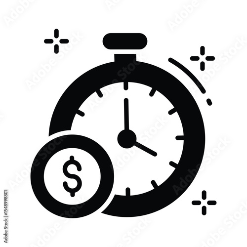 Visually appealing glyph icon of time is money