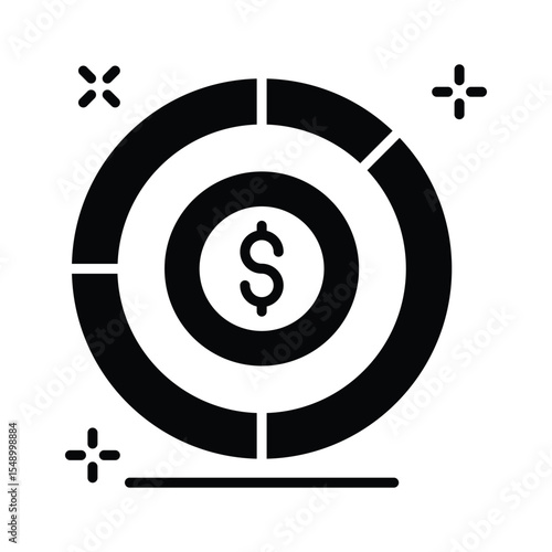 Well designed glyph icon of fluctuating market shares