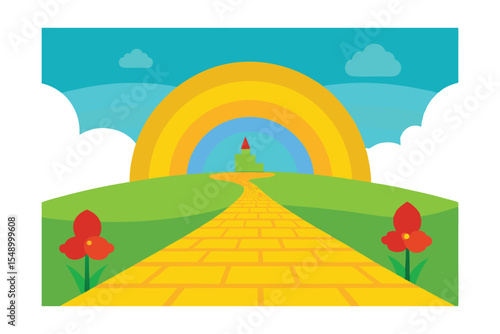 Wallpaper Mural Yellow Brick Road to Emerald City A Whimsical Illustration Torontodigital.ca