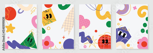Kids and children cover design vector. Fun Childish hand drawn doodle design background. Playful poster  design for packaging, wallpaper and print.
