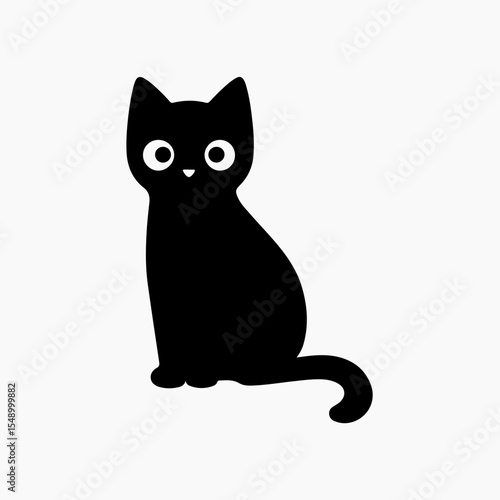 Cute cartoon black cat