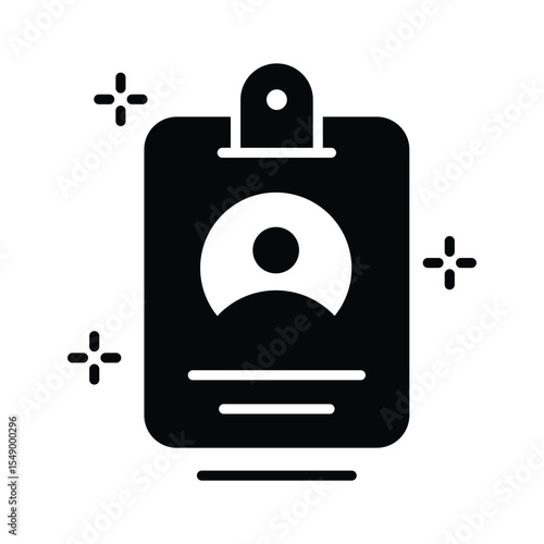 A glyph style icon showing employee badge