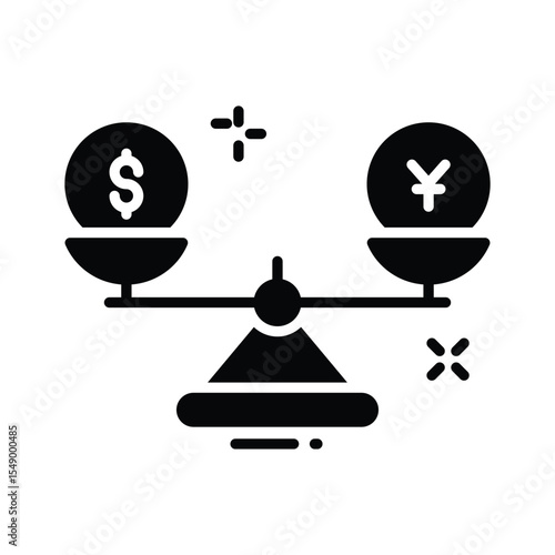 Easy to edit glyph icon of money comparison scale